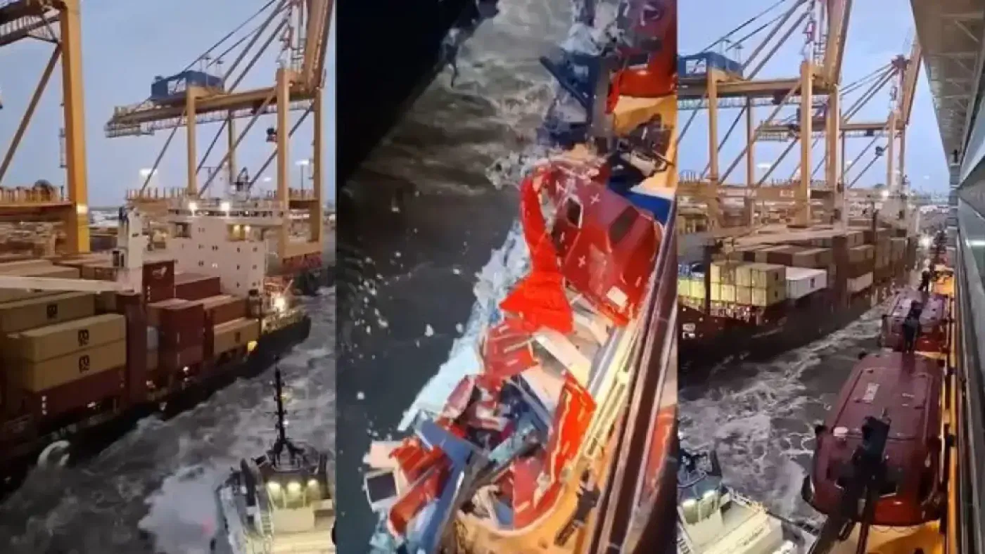 Suspendido un viaje marítimo hacia las Islas Canarias luego de chocar con dos buques de carga en Alemania.