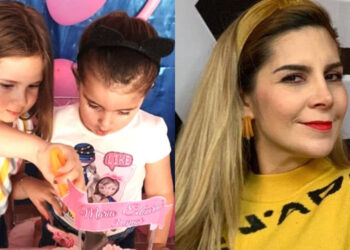 Karla Panini imita y se burla de las hermanas que pelean por soplar la vela del pastel. Foto: Archivo / Instagram