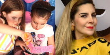 Karla Panini imita y se burla de las hermanas que pelean por soplar la vela del pastel. Foto: Archivo / Instagram