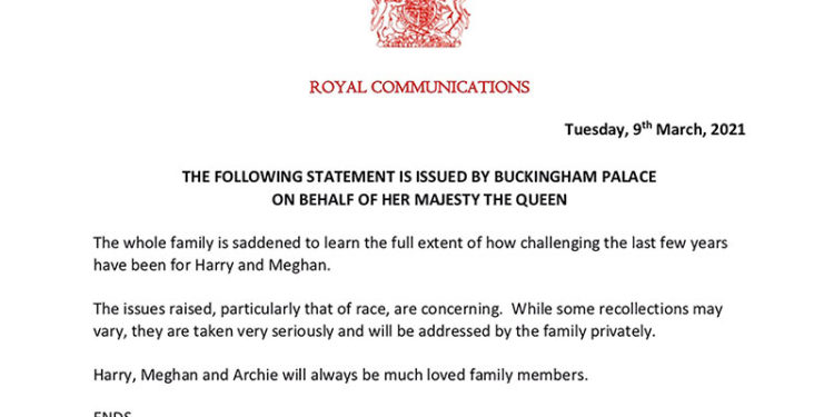 La escueta respuesta de la familia real británica tras revelaciones de Meghan Markle