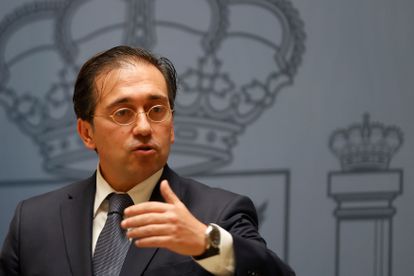 El ministro de Asuntos Exteriores, José Manuel Albares, este jueves en la sede de su departamento.