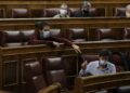 Los diputados de Unidas Podemos Alberto Rodríguez (en la parte superior) y Antón Gómez Reino, el jueves en el Congreso.