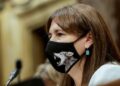 La presidenta del Parlament, Laura Borràs, durante la sesión de control al Gobierno catalán ante el pleno del Parlament.