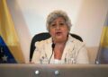 Fotografía de archivo de la expresidenta del Consejo Nacional Electoral (CNE), Tibisay Lucena, durante una declaración a medios de comunicación, el 8 de marzo de 2020.