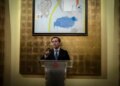 El ministro español de Asuntos Exteriores, Jose Manuel Albares, este miércoles durante una conferencia de prensa en la residencia del embajador en Ciudad de México.