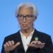 La presidenta del BCE, Christine Lagarde, durante una rueda de prensa en Fráncfort, a finales de marzo.
