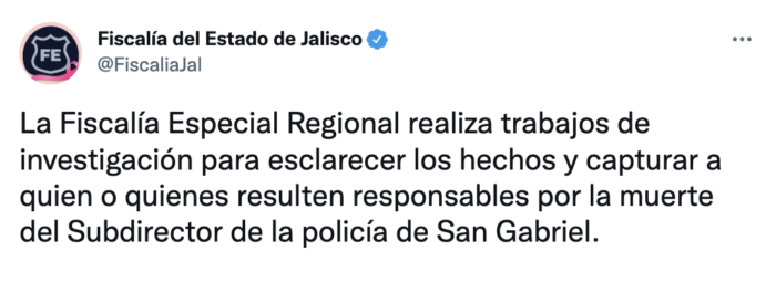 Asesinan al subdirector de Seguridad Pública de San Gabriel, Jalisco – Columna Digital