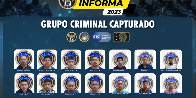 Arrestan a más de una docena de sospechosos presuntamente relacionados con diversos actos delictivos en Guanajuato, México