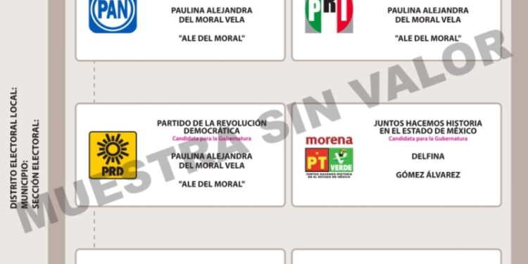 Boleta de la elección 2023 del Estado de México. (Crédito: IEEM).