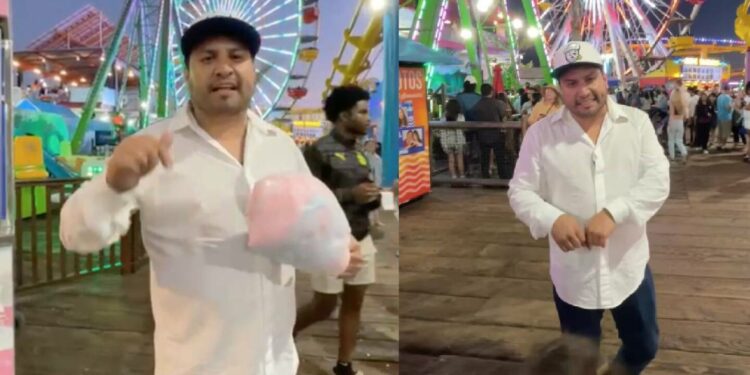 Julión Álvarez reaparece en Estados Unidos comiendo un algodón de azúcar