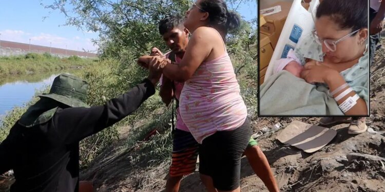 Migrante venezolana da a luz en río Bravo.