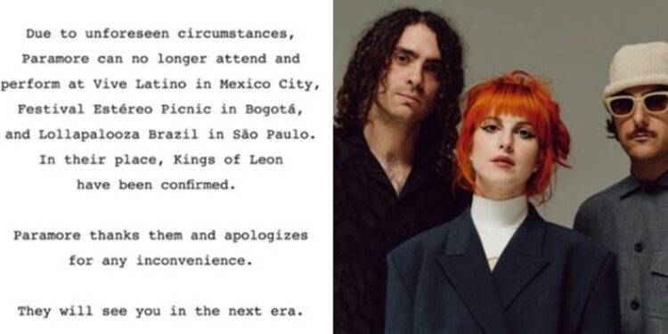 Paramore canceló su show en el Vive Latino 2024 y estallaron los memes en las redes sociales