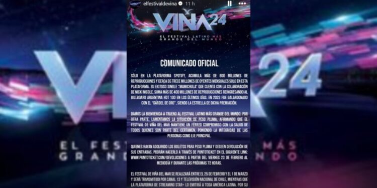 El comunicado de Viña