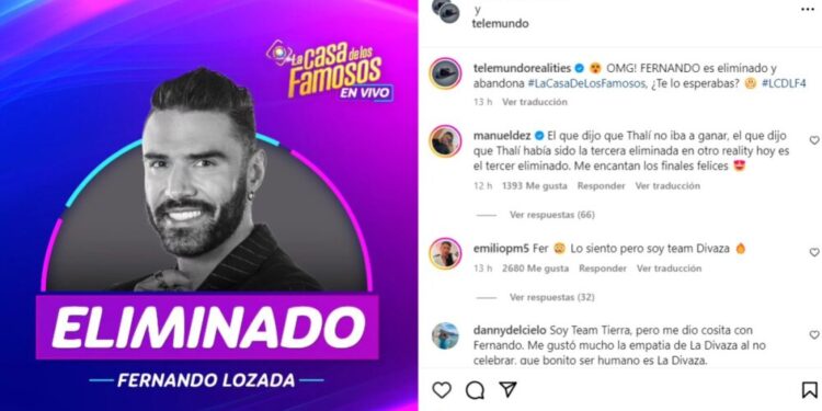 Fernando Lozada eliminado de la casa de los famosos