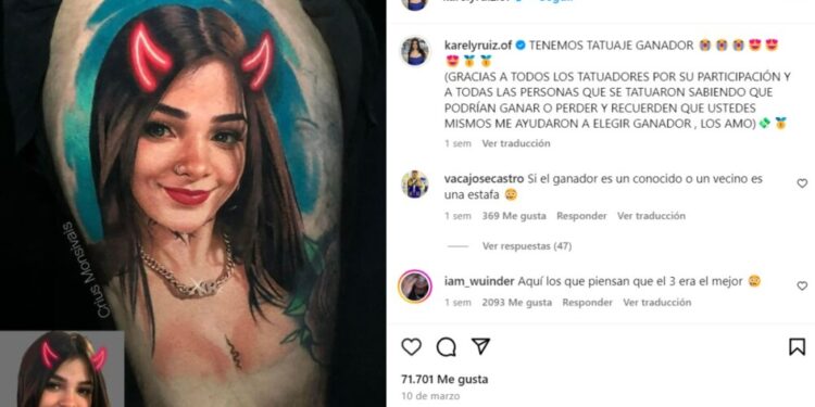 karely Ruiz fan tatuaje