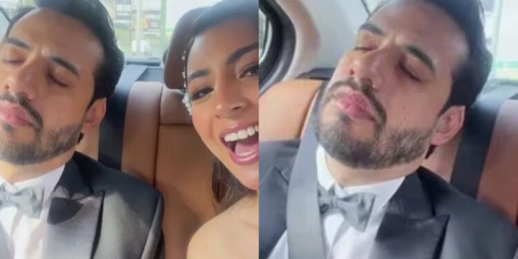 ¿Soñaba con escaparse? Se quedó dormido mientras iba de camino a su boda y el momento se volvió viral