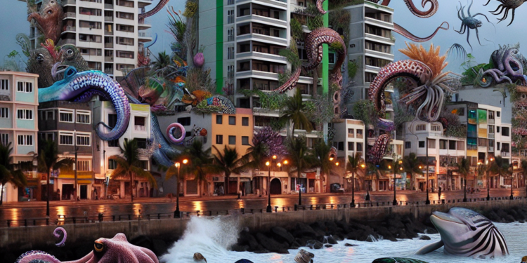 Invasión marina en Tuxpan, Veracruz.