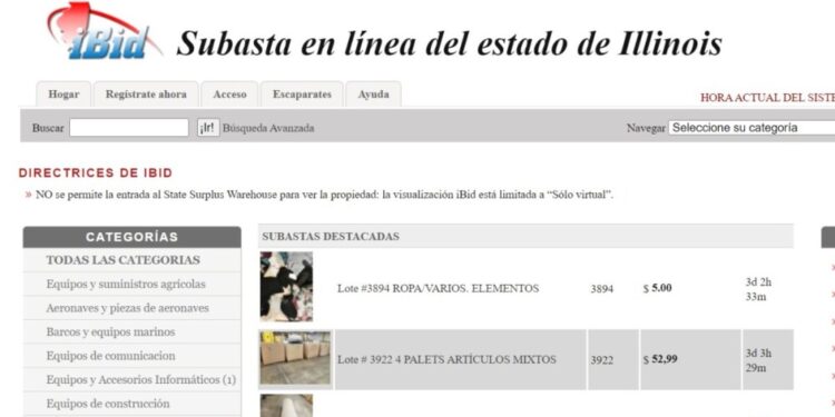 así luce el portal de la subasta en línea