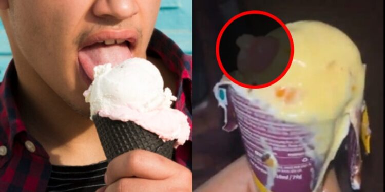 ¿De quién era? Un joven compró un helado de vainilla, pero se encontró un dedo humano en el interior: VIDEO