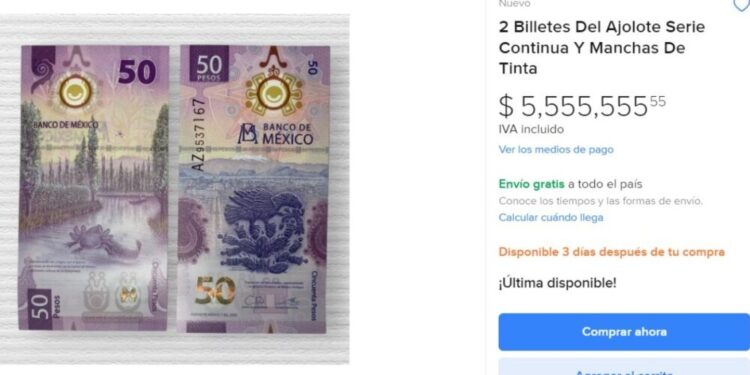 billete de 50 pesos ajolote precio en mercado libre