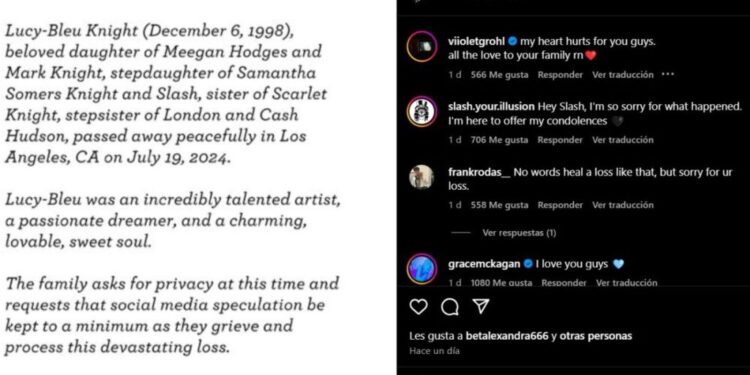 slash publicó este mensaje sobre la muerte de su hijastra