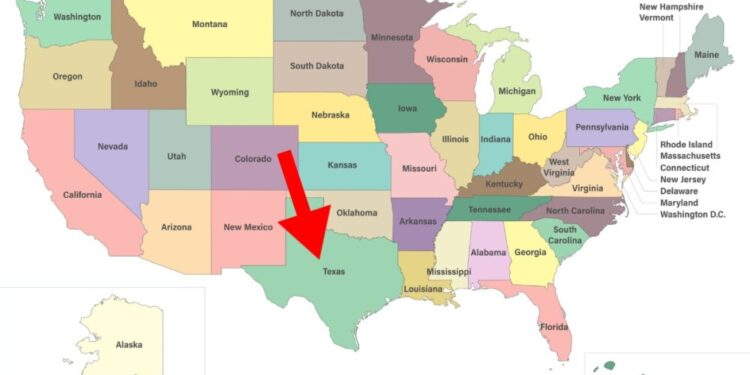 mapa de estados unidos