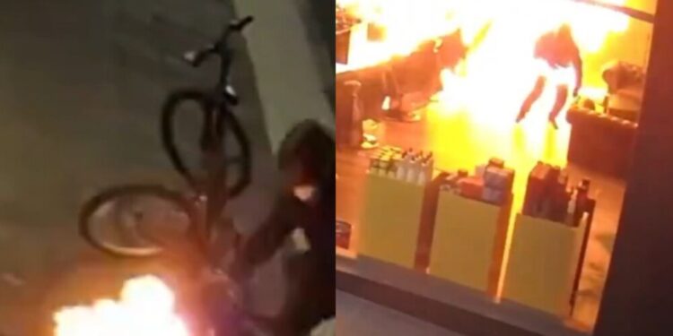 hombre incendio barberia