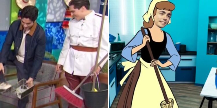 Nombran "Ceniciento" a Sian Chiong en programa en vivo y le dan escoba y hasta zapatillas: VIDEO