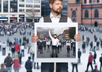 Alemán protesta contra la extrema derecha.