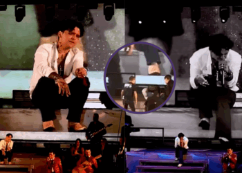 Christian Nodal aparece aparentemente borracho y se deja caer en pleno concierto