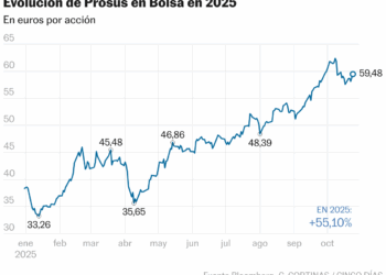 Evolución de Prosus en Bolsa en 2025 (Líneas)