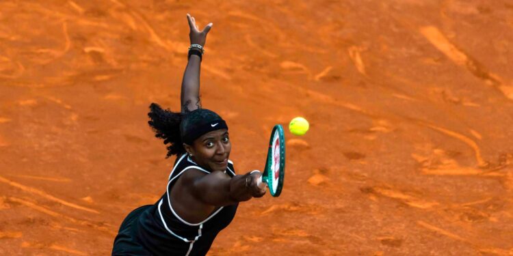 Baptiste, este martes durante su partido ante Sabalenka en el Masters de Madrid.