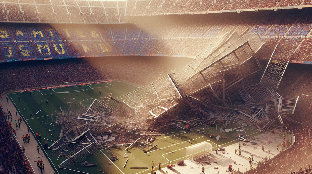 Colapso tras derrumbe de valla en el Camp Nou