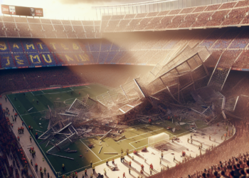 Colapso tras derrumbe de valla en el Camp Nou