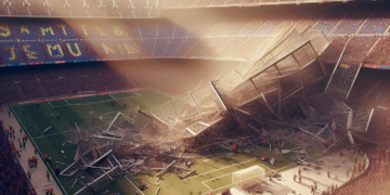 Colapso tras derrumbe de valla en el Camp Nou