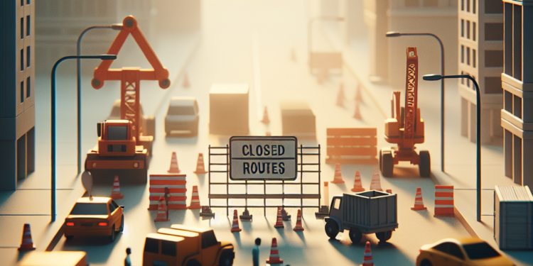 Rutas cerradas por congestiones y trabajos