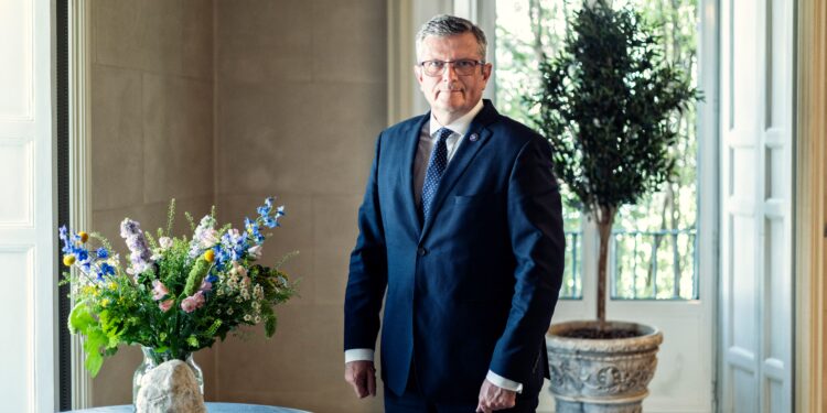 Marcin Bosacki, en la residencia de la embajadora polaca en Madrid, este martes.